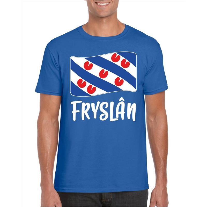 Blauw t-shirt Fryslan / Friesland vlag heren Top Merken Winkel